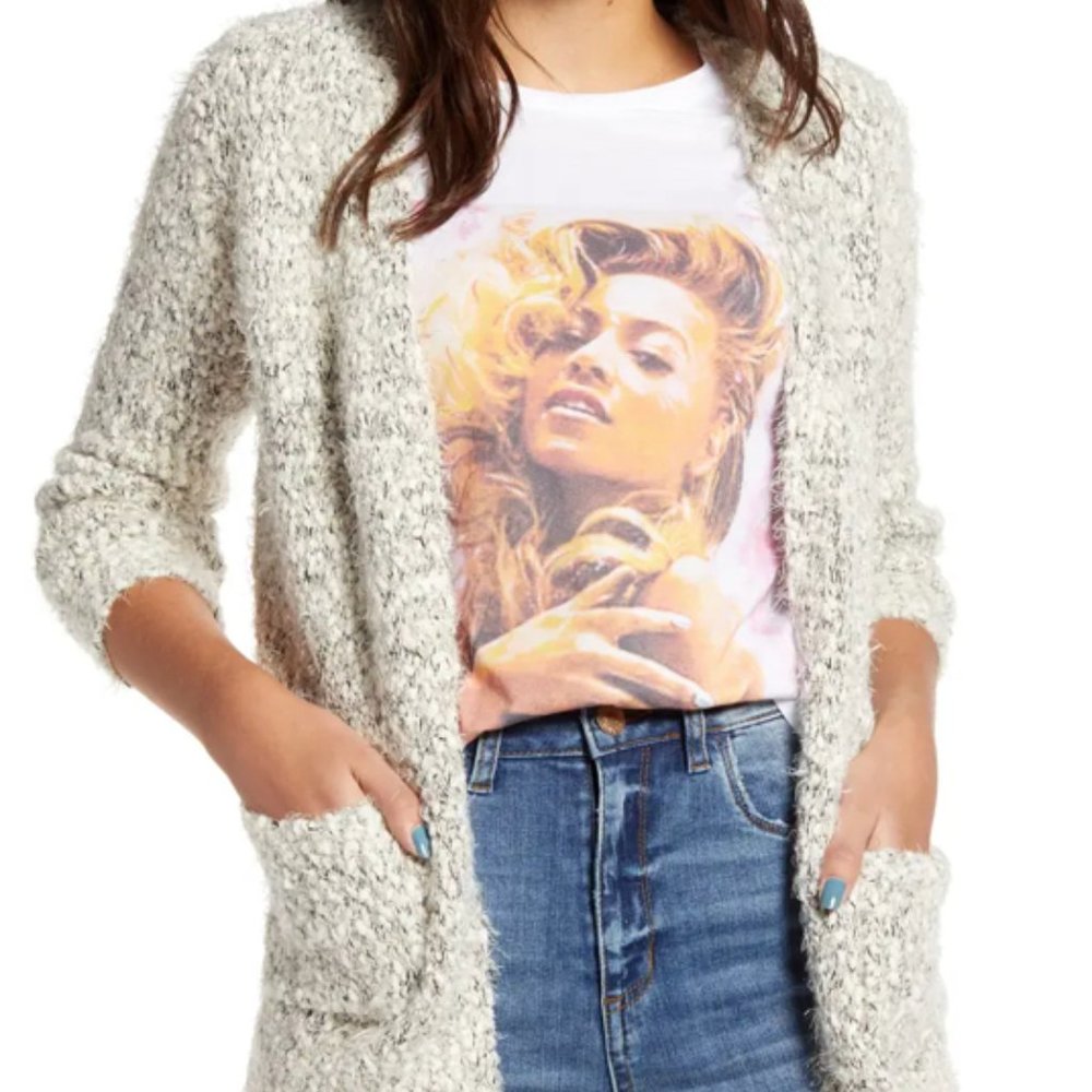 Grey and Ivory Textured Cardigan